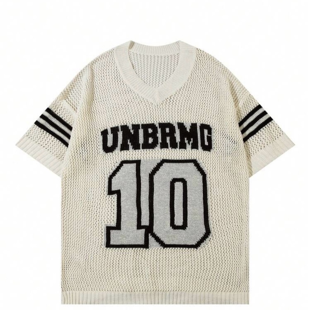 SHEIN White Mesh Top with Black Number 10